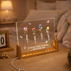 Mum's Garden Night Light, Custom Birth Month Flower With Kids Names Night Light, Mother's Day Gift for Mom Gifts Personalized Birthday Gift