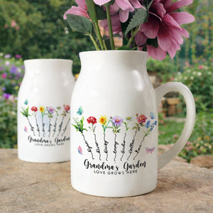 Personalized Grandma's Garden Vase & Plant Pot, Custom Birth Flower Vase, Mother's Day Gift, Gift for Grandma, Family Name Flower Pot