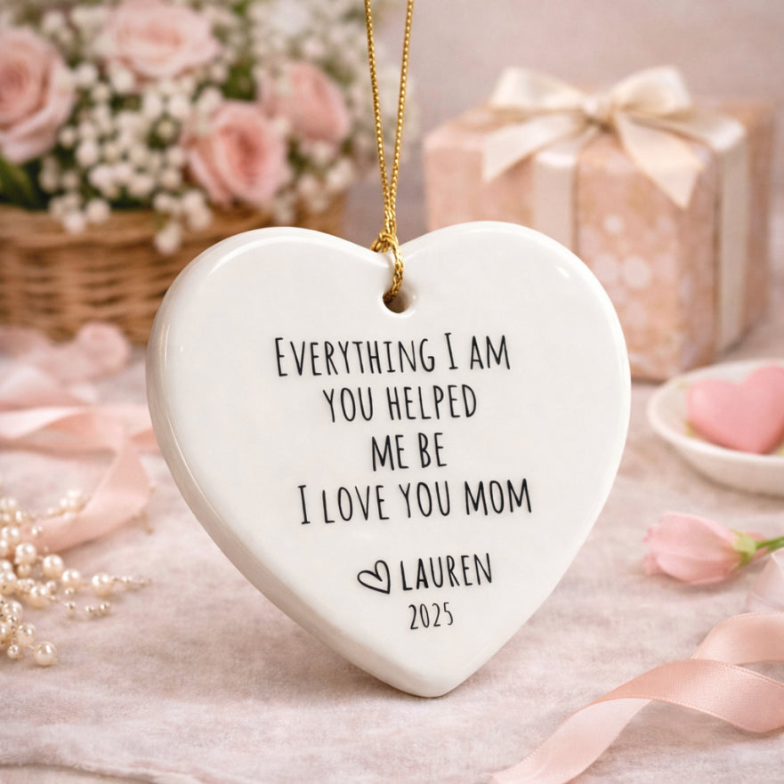 Mothers Day Gift, Mom Ornament,Personalized Gift For Mom,Personalized Mothers Day Ornament,Mom Birthday,I Love You Mom Gift,Ceramic Ornament