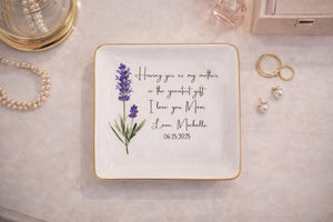 Personalized Flower Ring Dish For Mommy Custom Jewelry Holder Birthday Trinket Tray Mothers Day Gift For Mom For Grandma For Nana