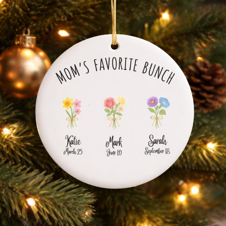 Personalized Birth Flower Mom Ornament, Christmas Gift for Mother, Mother's Day Gift, Birthday Present for Mom, Mom Keepsake Mother Ornament
