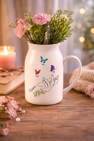Personalized Mom With Kids Names Flower Vase, Custom Vase Gifts for Mom, Grandma Gifts, Custom Mom Birthday Jug Vase