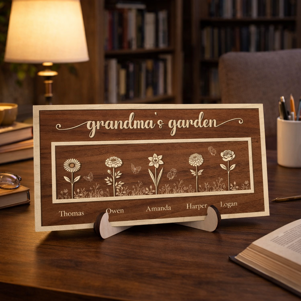 Personalized Grandma's Garden Frame, Birth Month Flowers Sign, Gift for Mom Nana, Mother's Day Gift from Kids Grandkids, Birthday Gift for her