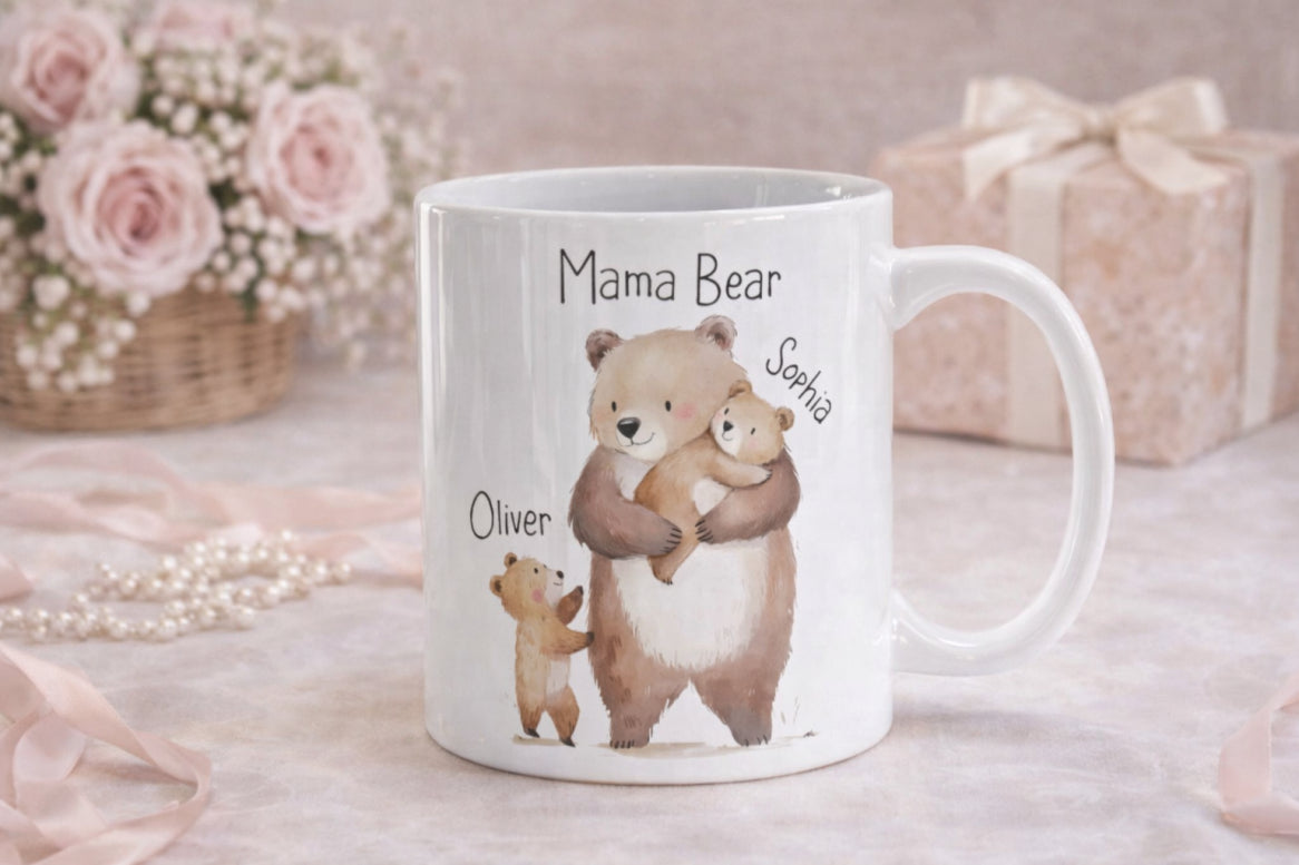 Personalized Mama Bear Mug Gift Custom Mother's Day Gift Mom Mug Momma Bear and Cub Mug Unique Gift for Mom Custom Mug Mom Birthday Gift Mug