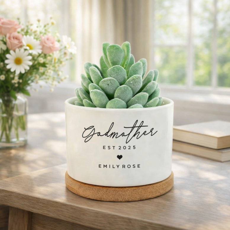 Personalized Godmother Flower Pot,Baptism Keepsake Gifts,Plant Pot For Godparents,Appreciation Gift,Mothers Day Gift,Godmother Proposal Gift