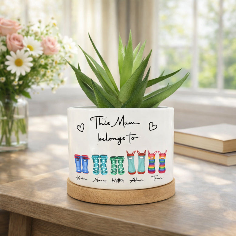 This Mum Belongs To Mini Plant Pot, Gift for Mom, Home Decor Nanny Gifts, Outdoor Planter,Birthday Gift,Family Gift, Gift from Grandkids