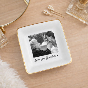 Personalized Grandma Photo Jewelry Dish: Ceramic Trinket Tray Gift for Grandma, Grandma Gifts, Nana Gift, Gift For Mom,Thank You Mom Grandma