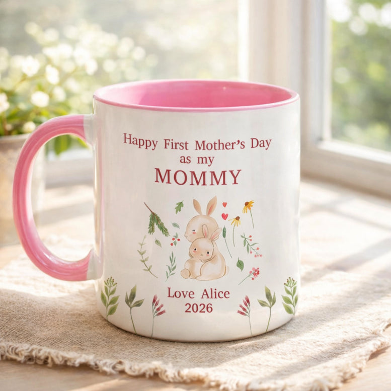 Personalized New Mom Mug, First Mother's Day Mugs Gifts for Moms, Custom Name Coffee Mug for New Mothers
