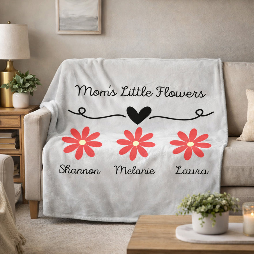 Personalized Mothers Day Gift, Gift for Mom, Blanket for Mom, Mom's Garden, Mom Flowers, Personalized Mom Blanket, Customized Throw Blanket