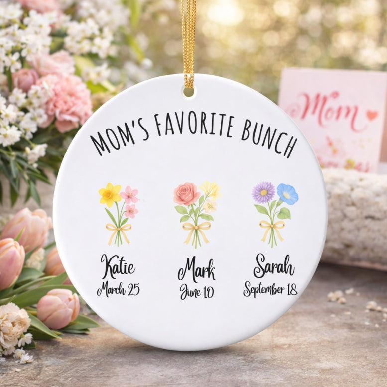 Personalized Birth Flower Mom Ornament, Christmas Gift for Mother, Mother's Day Gift, Birthday Present for Mom, Mom Keepsake Mother Ornament
