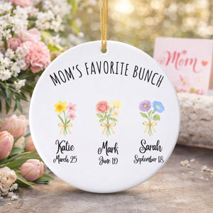 Personalized Birth Flower Mom Ornament, Christmas Gift for Mother, Mother's Day Gift, Birthday Present for Mom, Mom Keepsake Mother Ornament