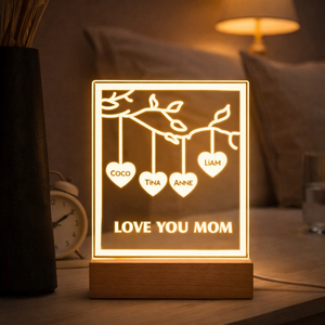 Personalized Mom Gift With Kids Names LED Night Light, Custom Family Tree Love You Mom Lamp, Birthday Gift For Mother From Daughter Son Decor