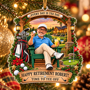 Personalized Golf Retirement Ornament, Custom Photo Golfer Gift, Happy Retirement Keepsake, 19th Hole Golf Christmas Ornament
