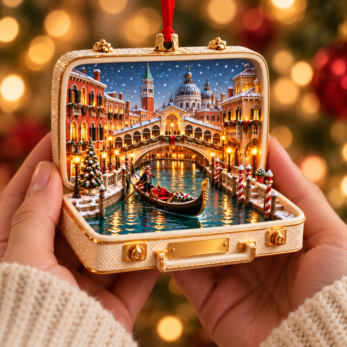 Christmas in Venice Personalized 3D Ornament – Custom Name Italy Travel Keepsake for Venice Lovers & Travelers