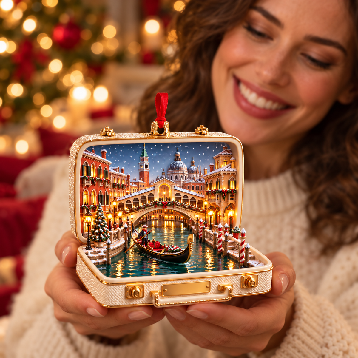 Christmas in Venice Personalized 3D Ornament – Custom Name Italy Travel Keepsake for Venice Lovers & Travelers