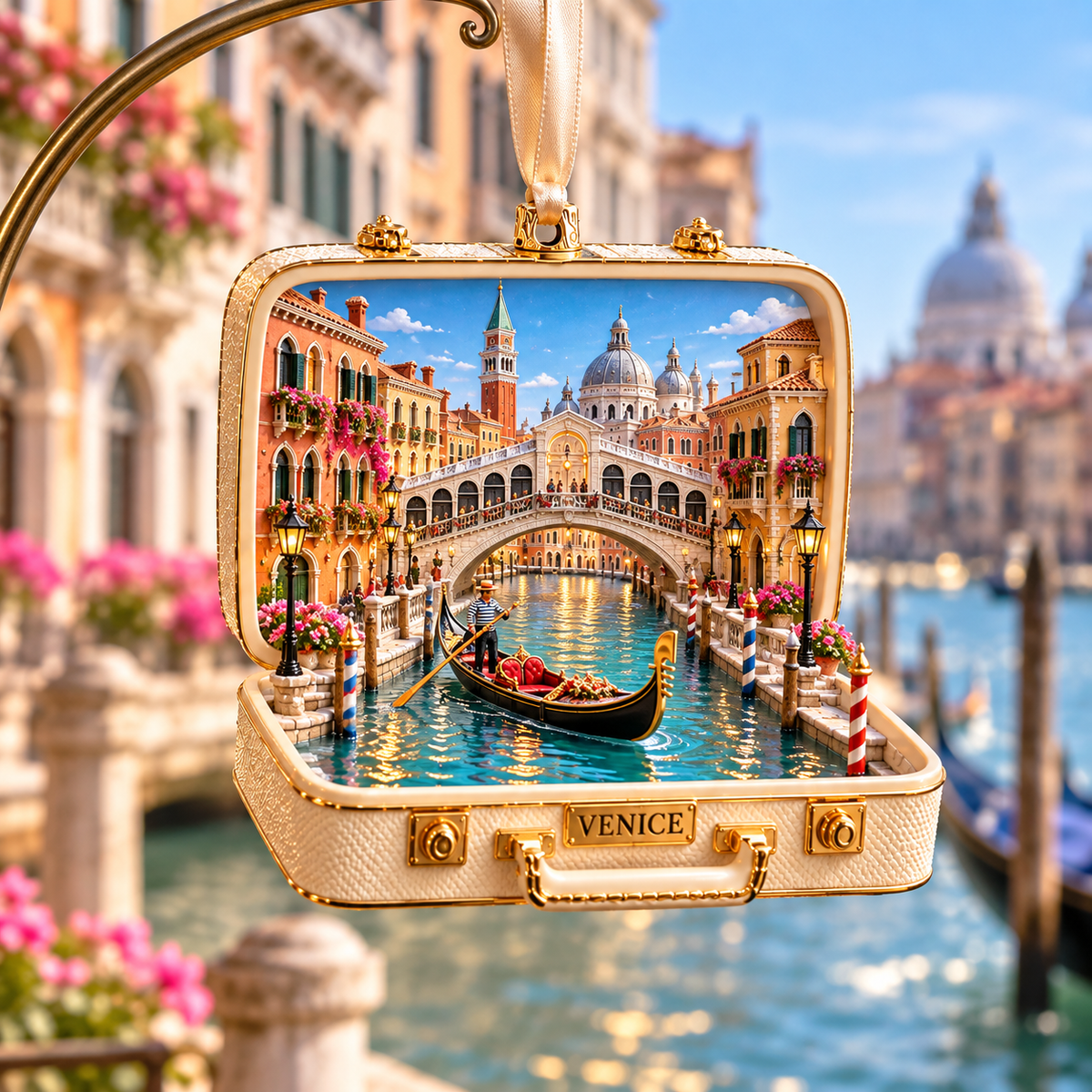 Christmas in Venice Personalized 3D Ornament – Custom Name Italy Travel Keepsake for Venice Lovers & Travelers