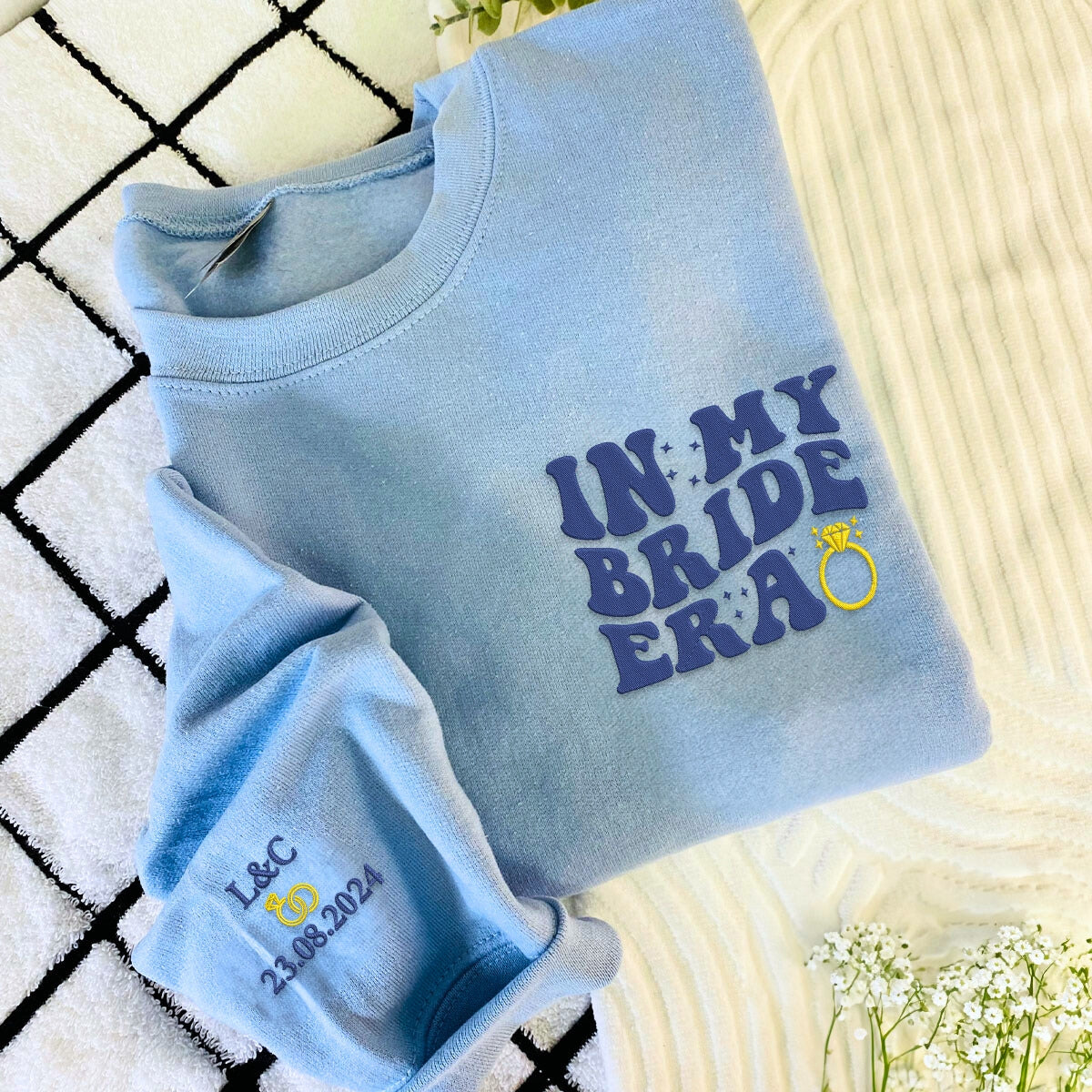 Embroidered In My Bride Era Sweatshirt or Hoodie, Bridal and Engagement Sweatshirt Crewneck, Wedding gift, Honey moon Shirt