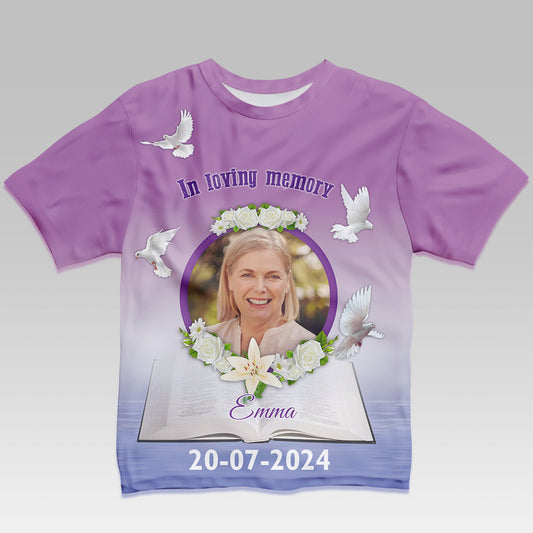 In Loving Memory Rest In Peace Personalized Photo 3D All Over Print Shirt Memorial