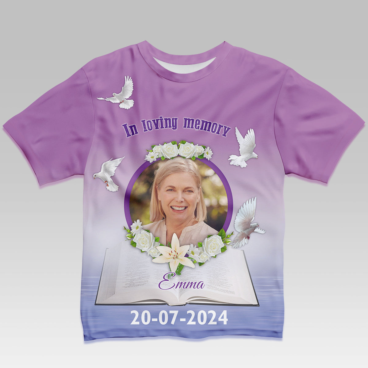 In Loving Memory Rest In Peace Personalized Photo 3D All Over Print Shirt Memorial