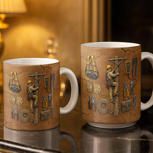 Personalized Mug With Essential Tools And Helmet, Coffee Mug, Gift for Dads and Workers