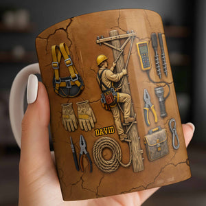 Personalized Mug With Essential Tools And Helmet, Coffee Mug, Gift for Dads and Workers