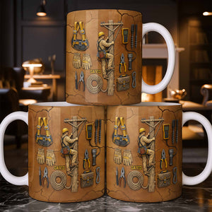 Personalized Mug With Essential Tools And Helmet, Coffee Mug, Gift for Dads and Workers