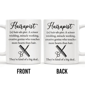 Hairapist Creative Genius Who Touches Hearts, Coffee Mug, Gift For Beauticians and Stylists