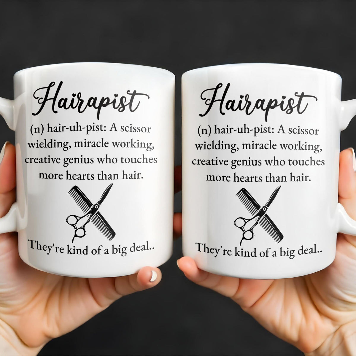 Hairapist Creative Genius Who Touches Hearts, Coffee Mug, Gift For Beauticians and Stylists