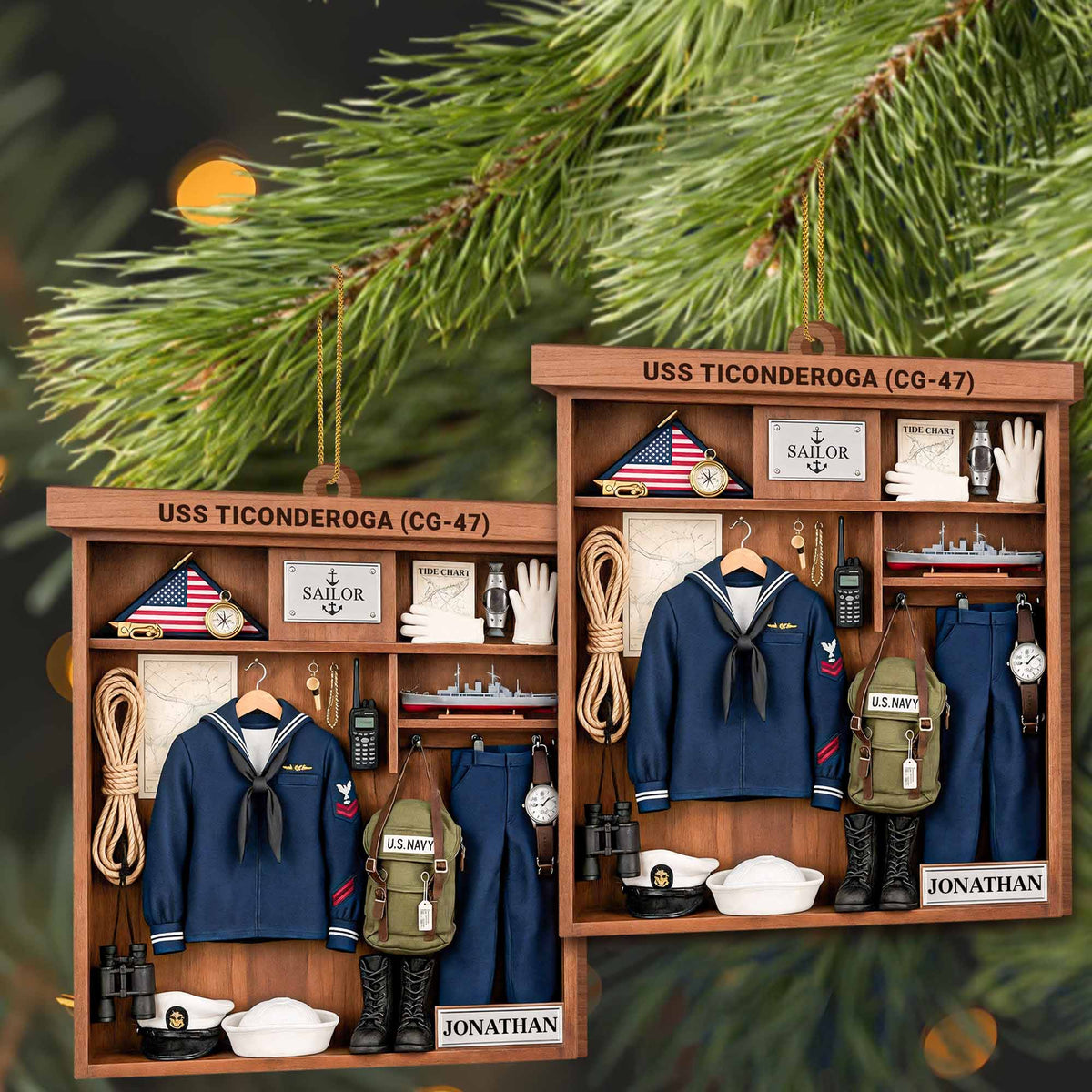 Celebrate A Proud Navy Tradition With Custom Sailor Elements,Custom Wood Ornament,Gift For Navy Veterans