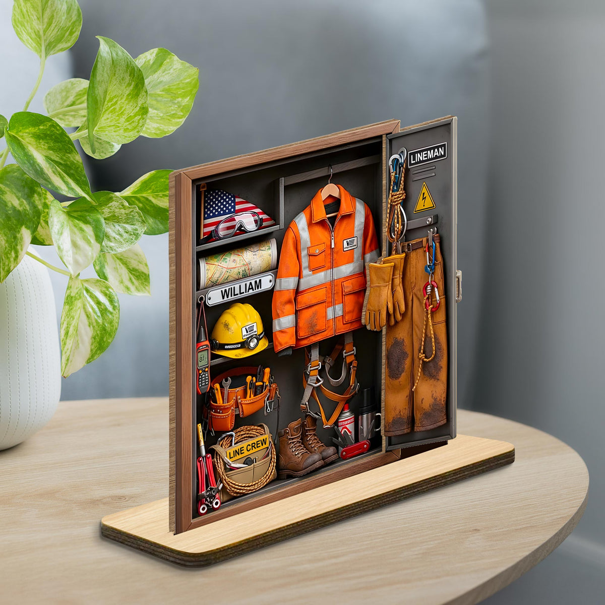 Lineman Line Crew, Personalized Wood Plaque, Gift For Him Gift For Father/Husband/Boyfriend