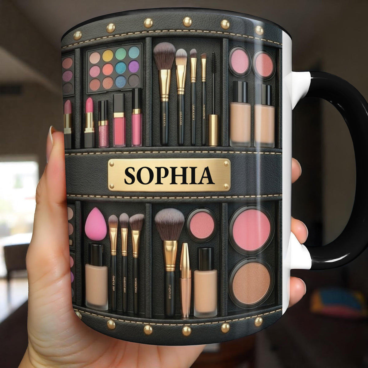 Celebrating Beauty in Every Detail, Personalized Custom Accent Mug, Gift For Makeup Lovers