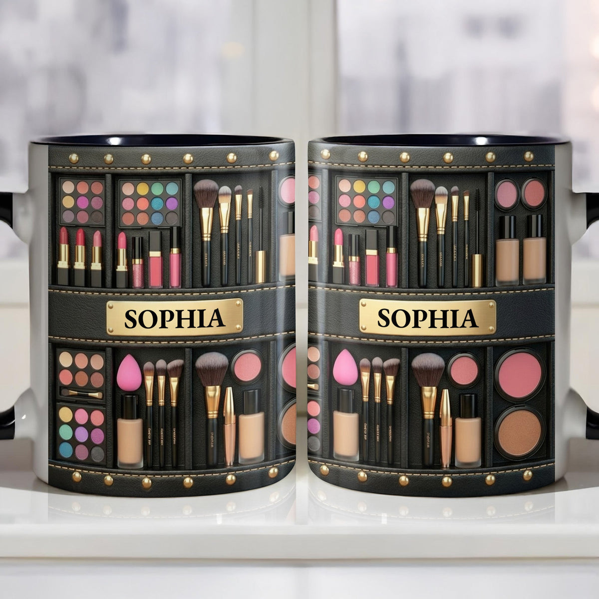 Celebrating Beauty in Every Detail, Personalized Custom Accent Mug, Gift For Makeup Lovers