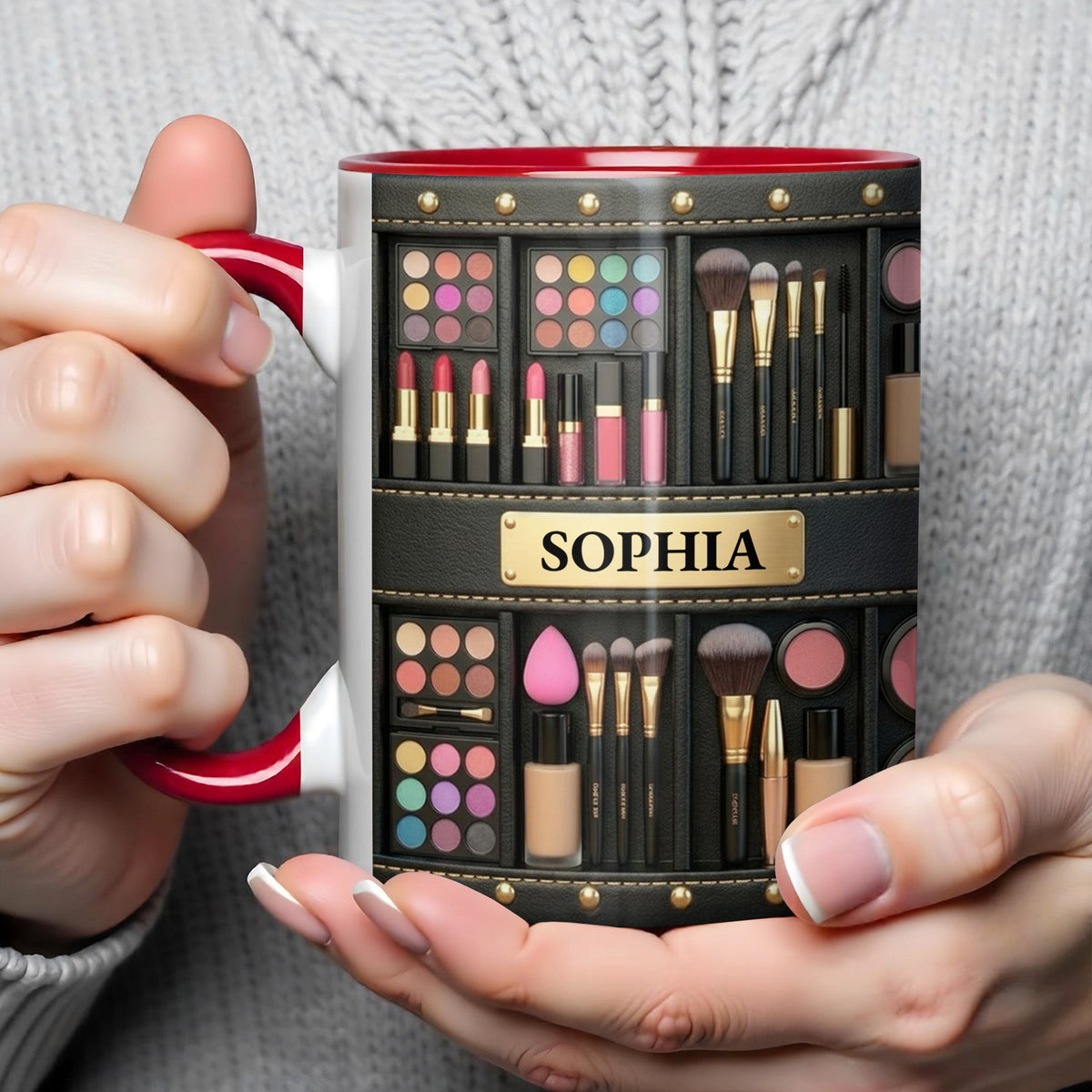 Celebrating Beauty in Every Detail, Personalized Custom Accent Mug, Gift For Makeup Lovers