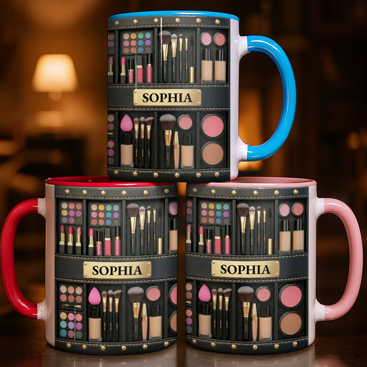 Celebrating Beauty in Every Detail, Personalized Custom Accent Mug, Gift For Makeup Lovers