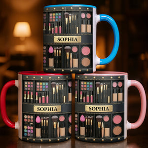 Celebrating Beauty in Every Detail, Personalized Custom Accent Mug, Gift For Makeup Lovers