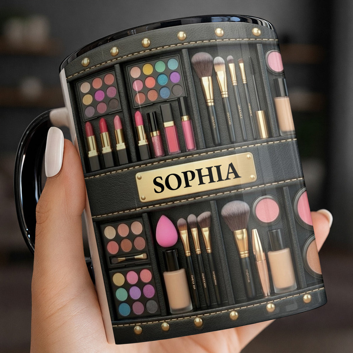Celebrating Beauty in Every Detail, Personalized Custom Accent Mug, Gift For Makeup Lovers