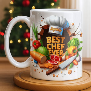Best Chef Ever With Chef Hat And Vegetables, Custom Coffee Mug, Gift For Culinary Enthusiasts