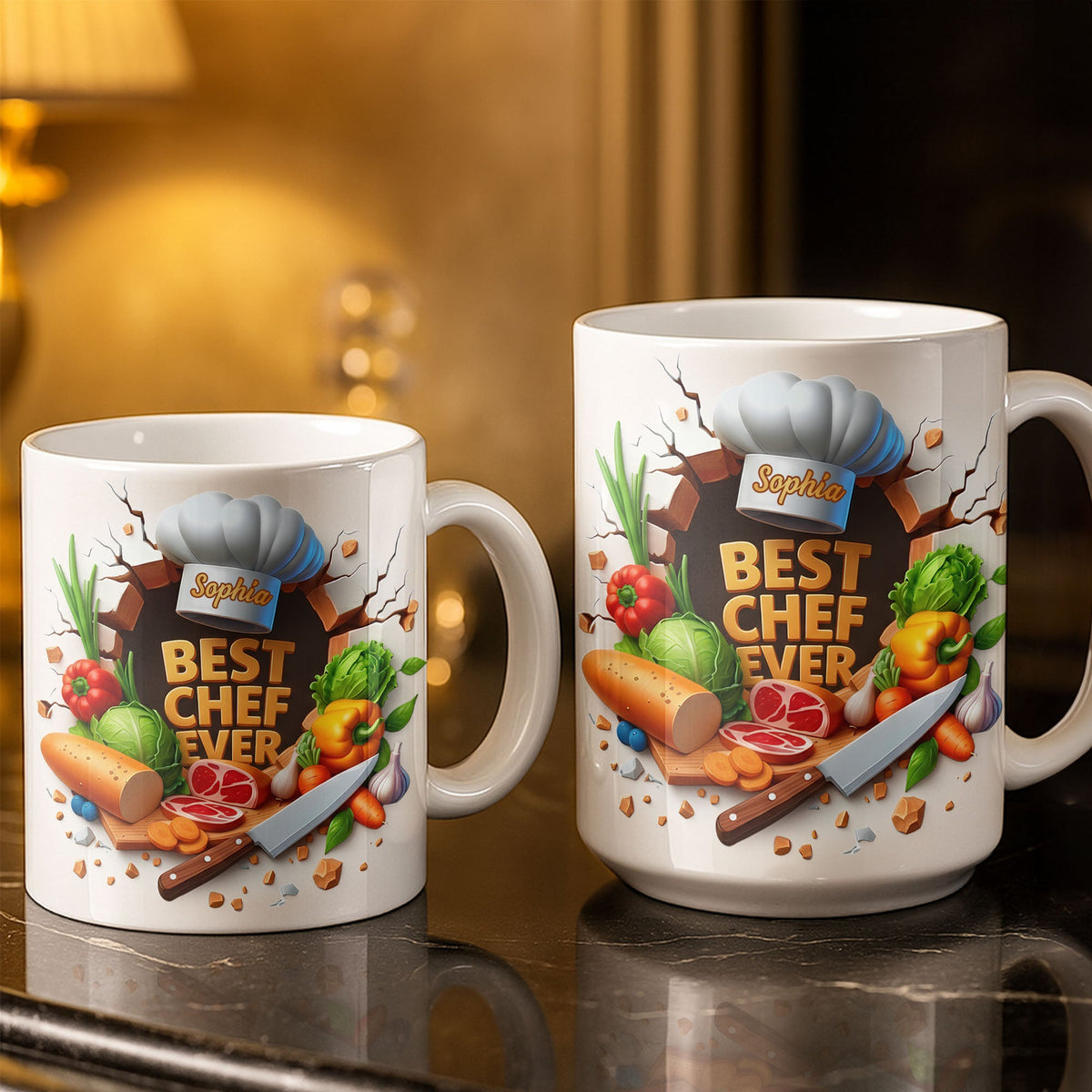Best Chef Ever With Chef Hat And Vegetables, Custom Coffee Mug, Gift For Culinary Enthusiasts