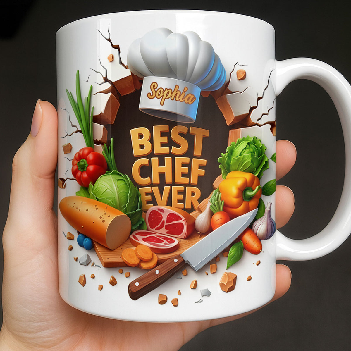 Best Chef Ever With Chef Hat And Vegetables, Custom Coffee Mug, Gift For Culinary Enthusiasts