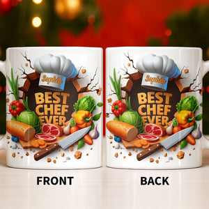 Best Chef Ever With Chef Hat And Vegetables, Custom Coffee Mug, Gift For Culinary Enthusiasts