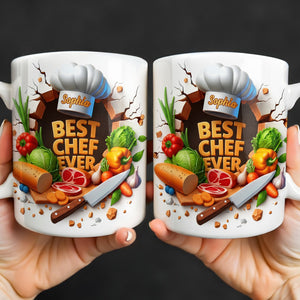 Best Chef Ever With Chef Hat And Vegetables, Custom Coffee Mug, Gift For Culinary Enthusiasts