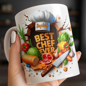 Best Chef Ever With Chef Hat And Vegetables, Custom Coffee Mug, Gift For Culinary Enthusiasts