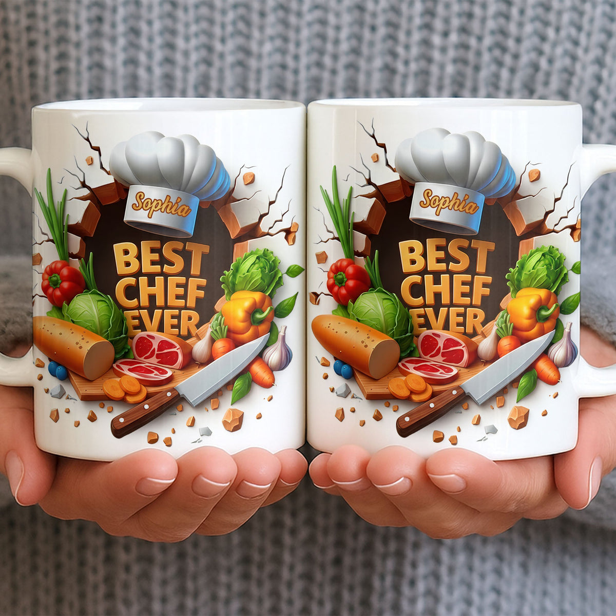 Best Chef Ever With Chef Hat And Vegetables, Custom Coffee Mug, Gift For Culinary Enthusiasts