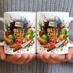 Best Chef Ever With Chef Hat And Vegetables, Custom Coffee Mug, Gift For Culinary Enthusiasts