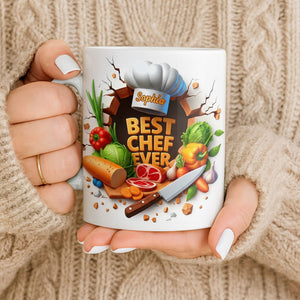 Best Chef Ever With Chef Hat And Vegetables, Custom Coffee Mug, Gift For Culinary Enthusiasts
