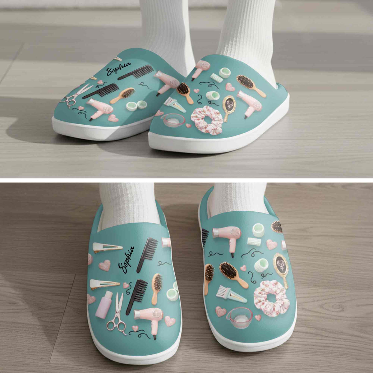 Styling With Love, Personalized Unisex Slippers, Gift For Hairstylists