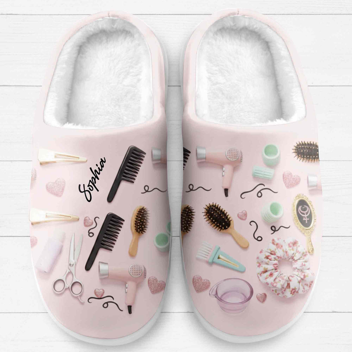 Styling With Love, Personalized Unisex Slippers, Gift For Hairstylists