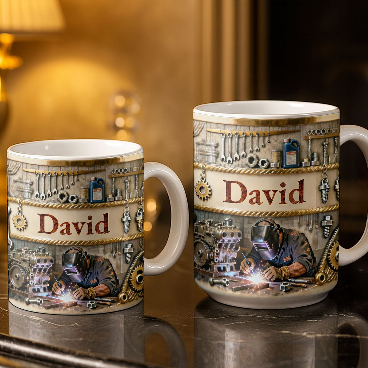 Customizable Name,Tools And Gears Coffee Mug, Gift For Mechanics And Engineers