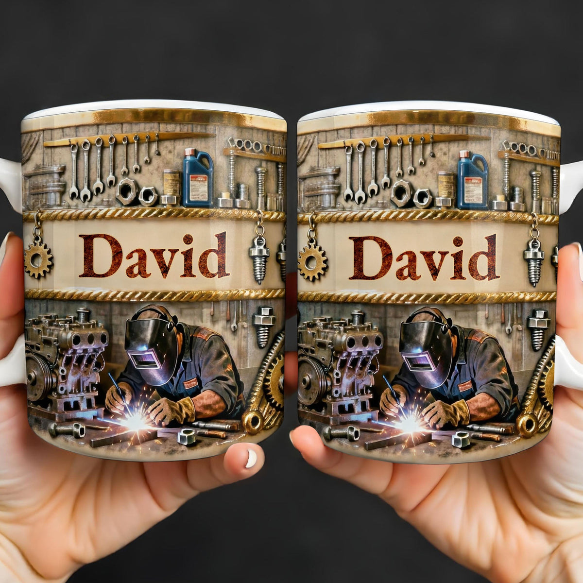 Customizable Name,Tools And Gears Coffee Mug, Gift For Mechanics And Engineers