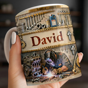 Customizable Name,Tools And Gears Coffee Mug, Gift For Mechanics And Engineers